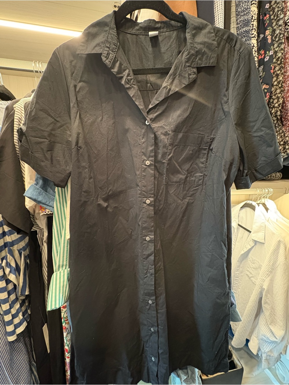 Old navy button down shirt dress- L TALL- 100% cotton